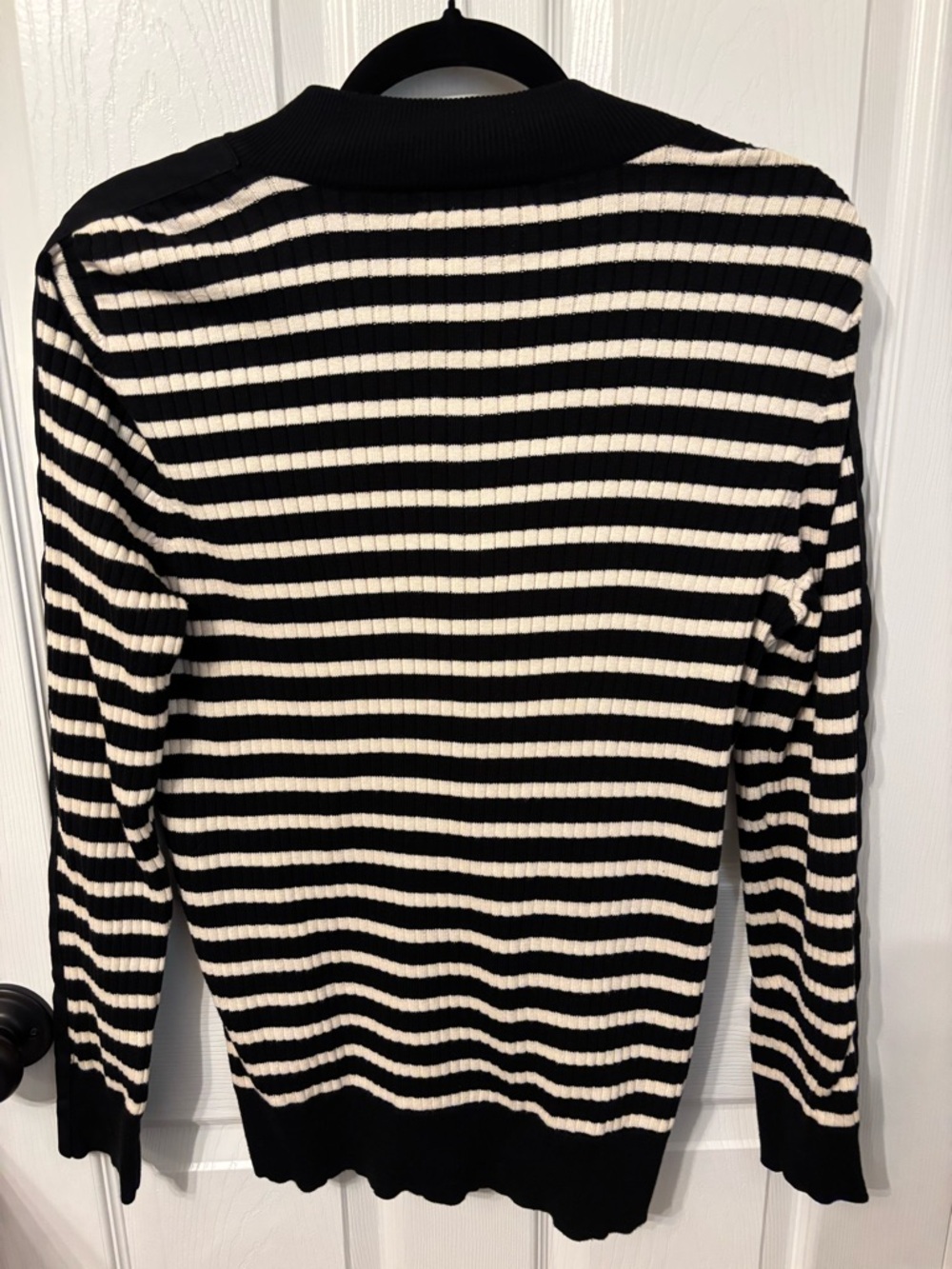 Lauren Ralph Lauren Black & White Striped Henley Sweater 100% cotton - Picture 4 of 9